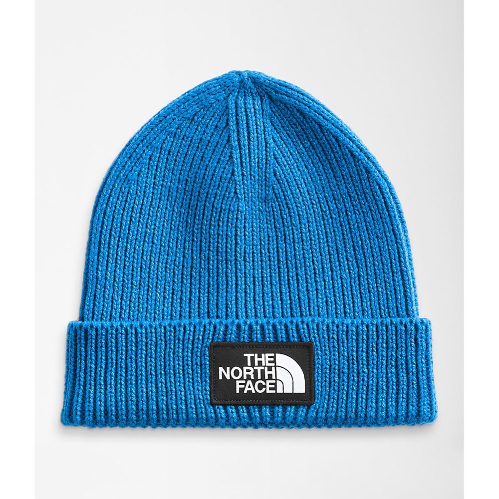 The North Face Beanies Youth Australia - The North Face Tnf™ Logo Box Cuffed Blue Ski (EYQ-145283)